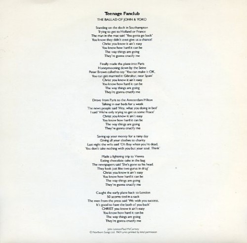 Album Poster | Teenage Fanclub | The Ballad Of John And Yoko